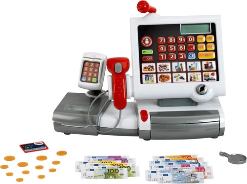 Red cash register toy kids - red,
